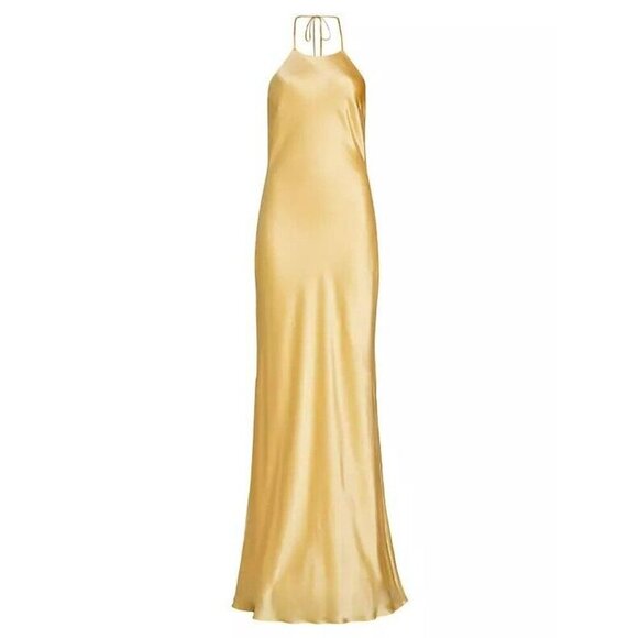 Reformation Jeany Yellow Turmeric Silk Dress Large - Picture 1 of 11